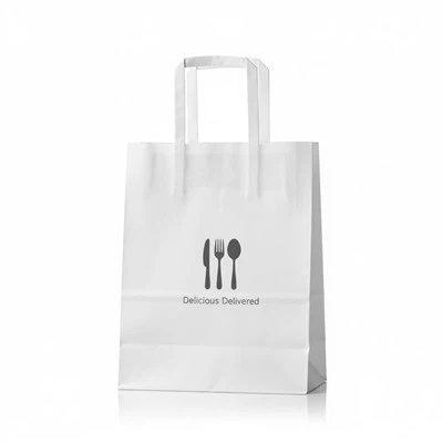 White Paper Carrier Bag with Flat Handle